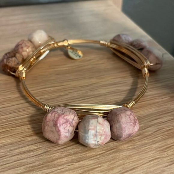 Bourbon & Boweties Purple Mermaid Agate Natural Stone Bangle 🧜‍♀️ - Picture 1 of 3